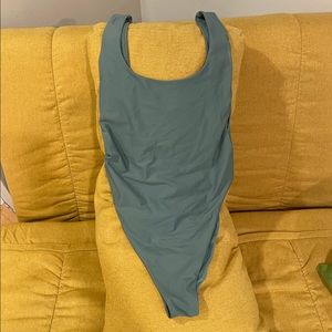 Aerie Green High Leg Scooped Back Cheeky One Piece